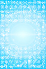 Blue winter background with snowflakes and place for your text.