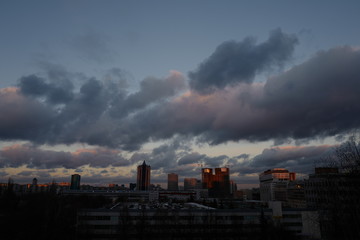 Beautiful evening November sky in Moscow