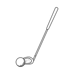 Golf club with ball in black and white