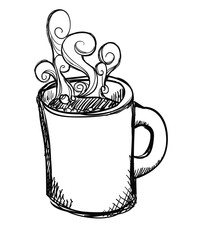delicious coffee cup drink drawn