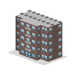 hotel building facade isometric