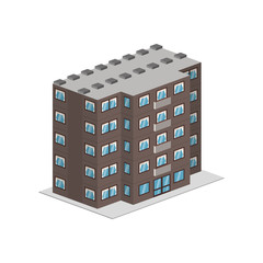 hotel building facade isometric
