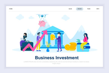 Business investment modern flat design concept. Money and people concept. Landing page template. Conceptual flat vector illustration for web page, website and mobile website.