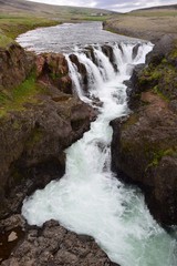 Kolufossar, a waterfall in Iceland at the Kolugljufur canyon.