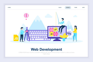 Web development modern flat design concept. Developer and people concept. Landing page template. Conceptual flat vector illustration for web page, website and mobile website.