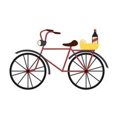 Vintage bike with wine and cheese