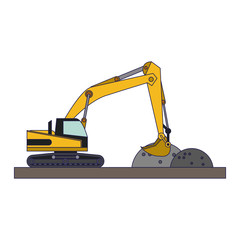 Construction backhoe loading gravel