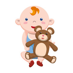 cute little baby with teddy bear character