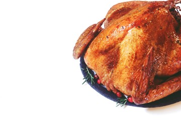 Roasted Thanksgiving Turkey isolated on white