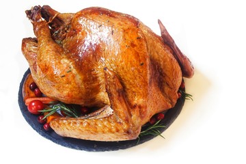 Roasted Thanksgiving Turkey isolated on white