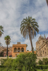 Sevilla, Spain - October, 2018: Alcazar Palace in Sevilla. The Alcazar - example of the moorish architecture in Spain.