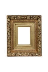 The old carved frame for a mirror, a picture, a photo on a white background. Isolated.