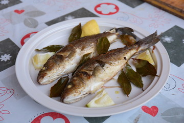 Lemon sea bass with grilled cooking