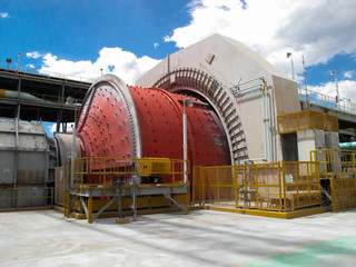 SAG mill in a processing plant of a mine operation