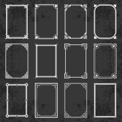 Decorative calligraphic frames in retro style on chalkboard
