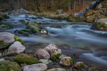 Naklejka na ściany i meble Small river near Lofer in Salzburg, Austria