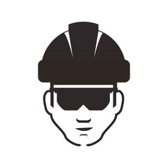 worker builder with helmet silhouette