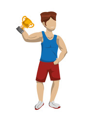 athlete with trophy cup award