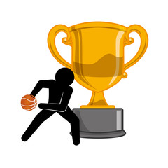 trophy cup with basketball player silhouette