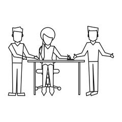 Business coworkers avatar in black and white