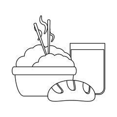 Healthy and delicious food in black and white