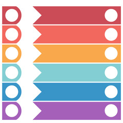 Template infographics from colorful horizontal arrows for 6 positions