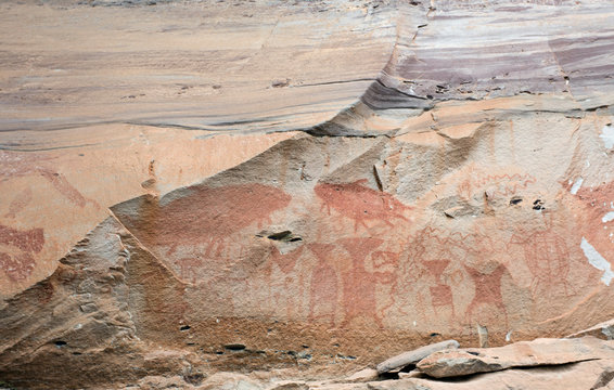 Thailand, Ubon Ratchathani Province, Pha Taem National Park, Cave paintings, Petroglyphs