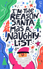 Christmas greeting card hand drawn lettering