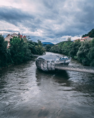 Island on the river mur in Graz, Austria