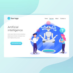 Artificial Intelligence concept, Knowledge Expertise Intelligence Template. Science bot banner