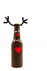 Frohe Weihnachten/ Rudolph Red Nose Reindeer/ Lustige Bierflasche/ Weihnachtskarte