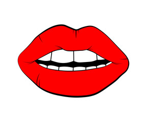 Vector lip symbol isolated on white background. kiss black lip contour. linear icon illustration. Woman's lips drawing