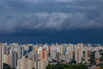 It rains very strong in the city of Sao Paulo, Brazil 