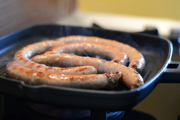 Delicious fried sausages