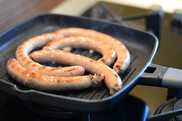 Delicious fried sausages 