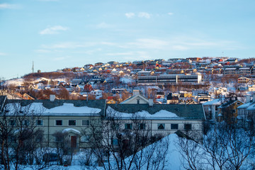 Norway Kirkenes City Scene View during winter