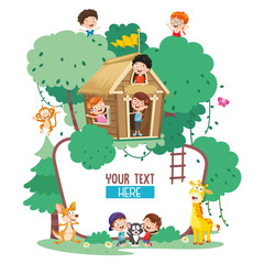 Vector Illustration Of Kids And Animals