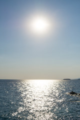 Sea water on sunny day, nature background. Ocean view on sunny summer day