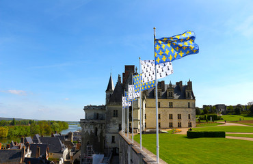 Chateau Amboise, France - Amboise, architectural jewel of the Renaissance, dips its majestic silhouette into the Loire