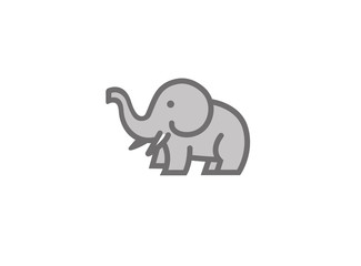 Cute elephant with Hose up and horns logo vector design