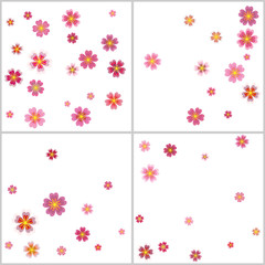 Sakura, cherry flower petals flying vector backgrounds set