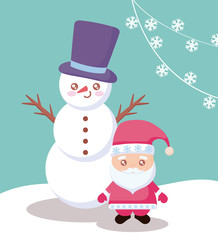 santa claus with snowman character