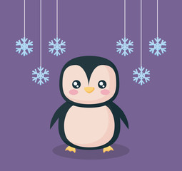 penguin with snowflakes character