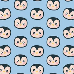 Fotobehang hoofd van pinguïn icoon patroon © djvstock