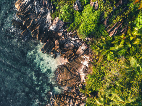 Aerial view on a tropical coastline