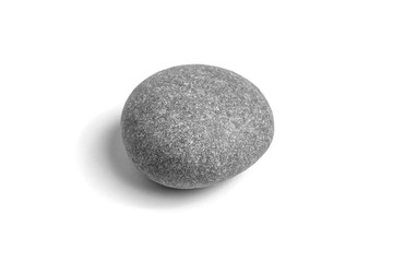 Pebble. Smooth gray sea stone isolated on white background