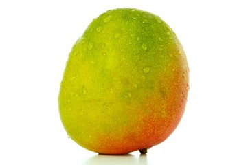 mango with water drops isolated on white background