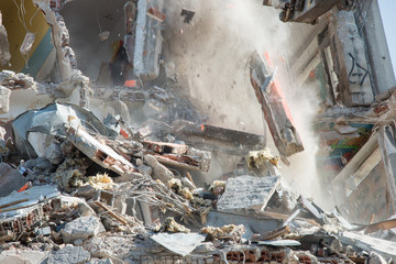 Building demolition in Paris 13