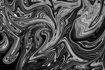 Abstract Gray Black and White Marble Ink Pattern Background. Liquify Abstract Pattern With Black, White, Grey Graphics Color Art Form.