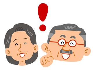 シニアの夫婦　解決　表情
